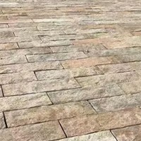 老石板做旧仿古石板 古建旧石板 淡黄自然面老石板300*600*50-70 1块